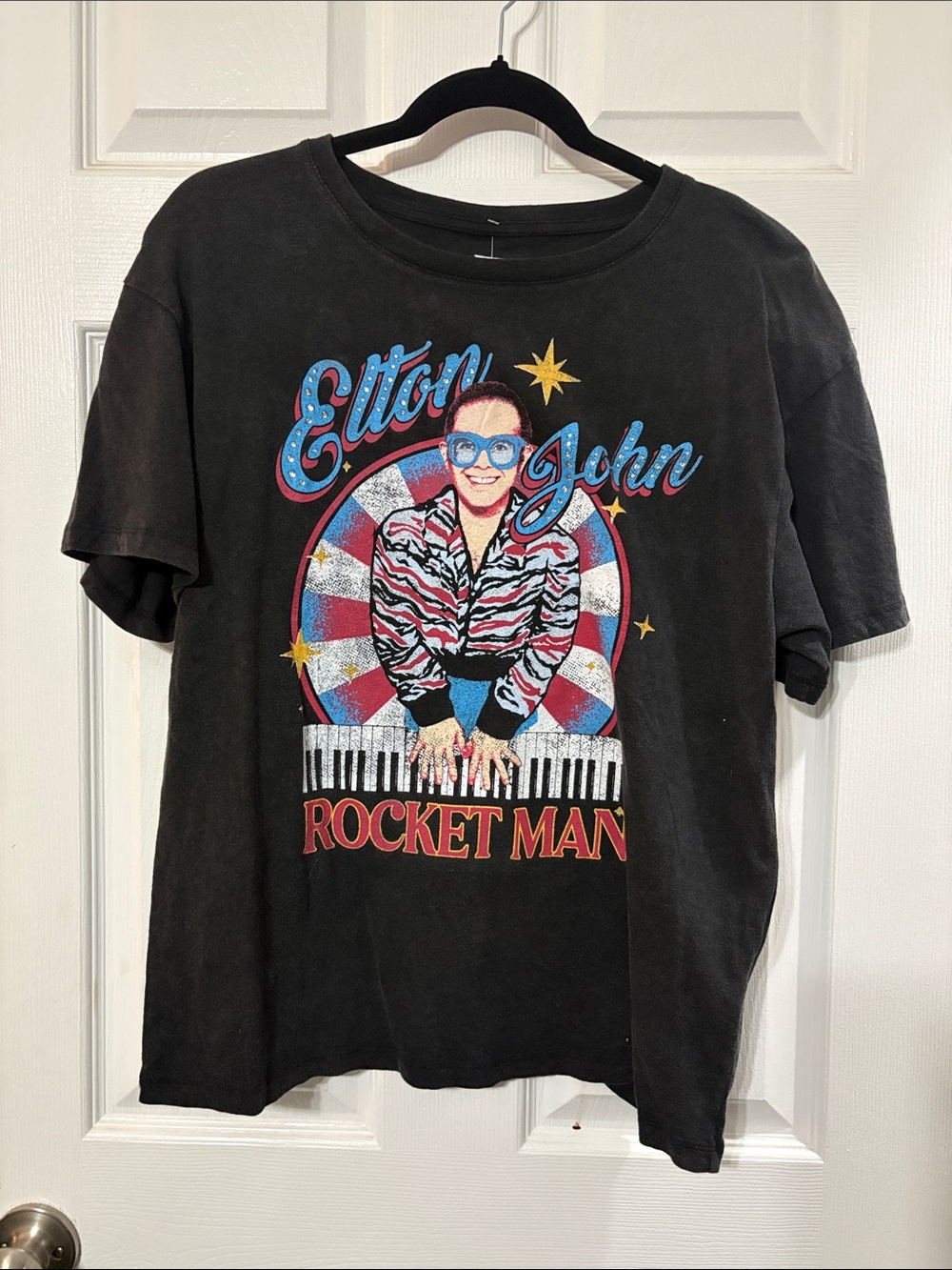 Elton John Rocket Man Graphic Tee - Black
